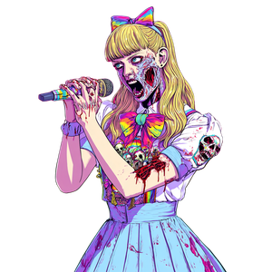 Zombie Singer Rainbow Vinyl Car Decal Sticker – Waterproof & UV-Resistant 3.4133333333333336"