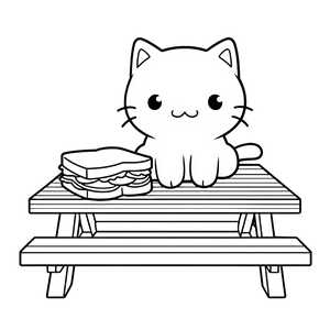 Kawaii Cat Picnic Vinyl Car Decal Sticker – Waterproof & UV-Resistant 6.826666666666667"