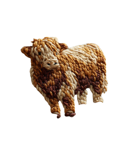 Crochet Highland Cow Vinyl Car Decal Sticker – Waterproof & UV-Resistant 4.0"