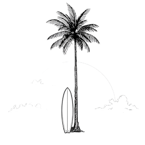 Palm Tree Surfboard Vinyl Car Decal Sticker – Waterproof & UV-Resistant 3.4133333333333336"