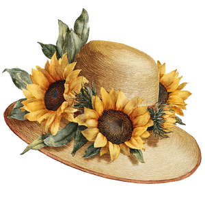 Sunflower Straw Hat Vinyl Car Decal Sticker – Waterproof & UV-Resistant 6.826666666666667"
