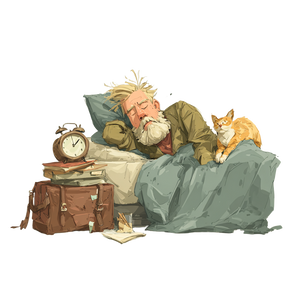 Sleeping Man With Cat Vinyl Car Decal Sticker – Waterproof & UV-Resistant 3.4133333333333336"