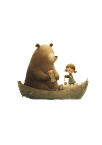 Bear And Boy Adventure Vinyl Car Decal Sticker – Waterproof & UV-Resistant 4.32"
