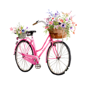 Pink Flower Bicycle Vinyl Car Decal Sticker – Waterproof & UV-Resistant 3.4133333333333336"
