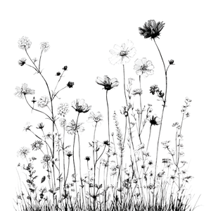 Wild Flowers Drawing V2 Vinyl Car Decal Sticker – Waterproof & UV-Resistant 3.4133333333333336"