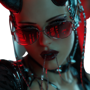 Cyberpunk Devil Girl Vinyl Car Decal Sticker – Waterproof & UV-Resistant 3.4133333333333336"