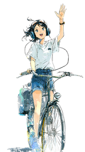 Anime Girl Biking V4 Vinyl Car Decal Sticker – Waterproof & UV-Resistant 9.706666666666667"