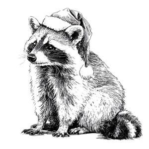 Raccoon Santa Doodle Vinyl Car Decal Sticker – Waterproof & UV-Resistant 3.4133333333333336"