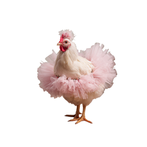 Whimsical Tutu Chicken Vinyl Car Decal Sticker – Waterproof & UV-Resistant 3.4133333333333336"