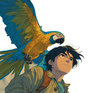 Boy And Macaw Vinyl Car Decal Sticker – Waterproof & UV-Resistant 3.4133333333333336"