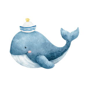 Baby Whale Sailor Vinyl Car Decal Sticker – Waterproof & UV-Resistant 3.4133333333333336"