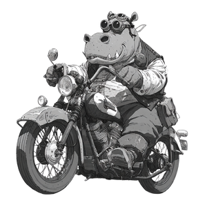 Hippo Biker Vinyl Car Decal Sticker – Waterproof & UV-Resistant 3.4133333333333336"