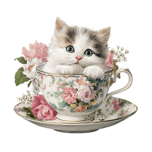 Cute Kitten Cup Vinyl Car Decal Sticker – Waterproof & UV-Resistant 3.4133333333333336"