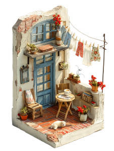 Miniature Balcony Diorama Vinyl Car Decal Sticker – Waterproof & UV-Resistant 4.1066666666666665"