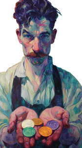 Man With Coins Vinyl Car Decal Sticker – Waterproof & UV-Resistant 9.706666666666667"