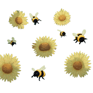 Bumble Bees Sunflowers Vinyl Car Decal Sticker – Waterproof & UV-Resistant 3.4133333333333336"