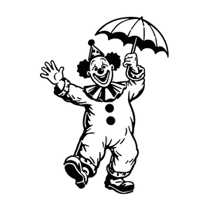 Clown With Umbrella Vinyl Car Decal Sticker – Waterproof & UV-Resistant 3.4133333333333336"