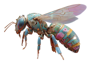 Surrealistic Metallic Bee Vinyl Car Decal Sticker – Waterproof & UV-Resistant 6.1866666666666665"
