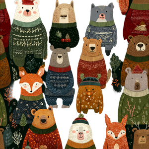 Forest Animals Christmas Vinyl Car Decal Sticker – Waterproof & UV-Resistant 3.4133333333333336"