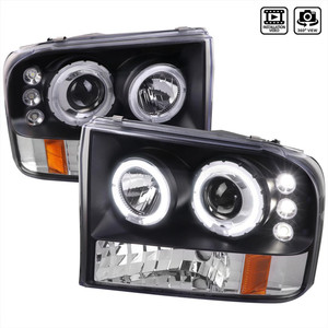 1999-2004 Ford F-Series | Dual Halo Projector Headlights with LED | Matte Black Housing