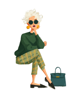Stylish Elderly Woman V8 Vinyl Car Decal Sticker – Waterproof & UV-Resistant 4.0"