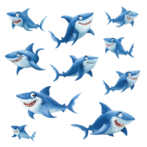 Cartoon Sharks Vinyl Car Decal Sticker – Waterproof & UV-Resistant 3.4133333333333336"