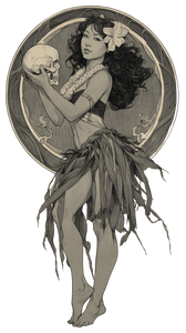Hula Girl Skull Vinyl Car Decal Sticker – Waterproof & UV-Resistant 9.706666666666667"