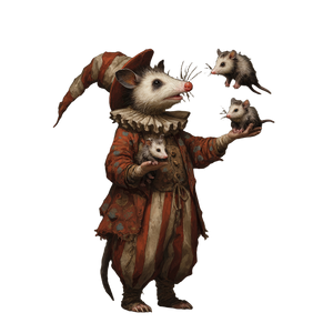 Clown Opossum Juggling Vinyl Car Decal Sticker – Waterproof & UV-Resistant 3.4133333333333336"