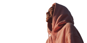 Smiling Woman Hoodie Vinyl Car Decal Sticker – Waterproof & UV-Resistant 2.56"