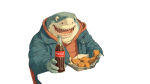 Anthropomorphic Shark Dining Vinyl Car Decal Sticker – Waterproof & UV-Resistant 5.4
