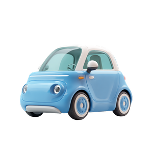 Cute Blue Car V2 Vinyl Car Decal Sticker – Waterproof & UV-Resistant 3.4133333333333336"