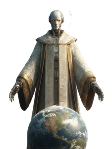 Robotic Priest Vinyl Car Decal Sticker – Waterproof & UV-Resistant 8.213333333333333"