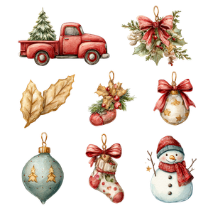 Christmas Watercolor Icons Vinyl Car Decal Sticker – Waterproof & UV-Resistant 3.4133333333333336"