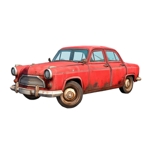 Red Vintage Car V2 Vinyl Car Decal Sticker – Waterproof & UV-Resistant 3.4133333333333336"