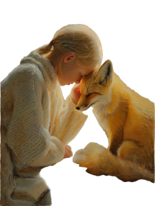 Embracing Girl And Fox Vinyl Car Decal Sticker – Waterproof & UV-Resistant 4.1066666666666665"