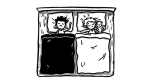 Cartoon Double Bed Vinyl Car Decal Sticker – Waterproof & UV-Resistant 2.72"