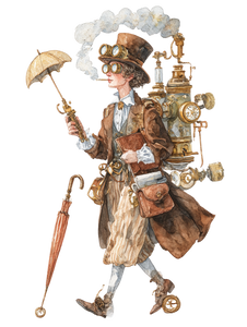 Steampunk Clipart Vinyl Car Decal Sticker – Waterproof & UV-Resistant 8.213333333333333"