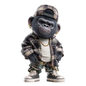 Chibi Hiphop Gorilla Vinyl Car Decal Sticker – Waterproof & UV-Resistant 6.826666666666667"