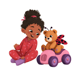 Joyful Baby With Teddy Vinyl Car Decal Sticker – Waterproof & UV-Resistant 3.4133333333333336"