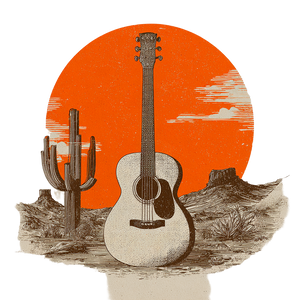 Retro Western Guitar Vinyl Car Decal Sticker – Waterproof & UV-Resistant 3.4133333333333336"