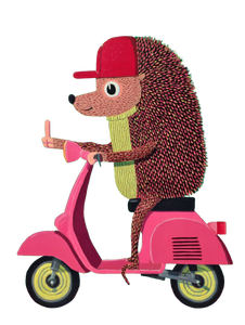 Porcupine On Scooter Vinyl Car Decal Sticker – Waterproof & UV-Resistant 8.213333333333333"