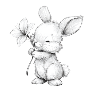 Cartoon Rabbit Flower Vinyl Car Decal Sticker – Waterproof & UV-Resistant 3.4133333333333336"