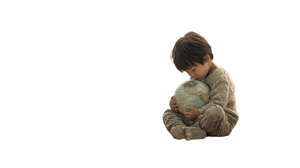Hopeful Child Hugging Globe Vinyl Car Decal Sticker – Waterproof & UV-Resistant 5.4