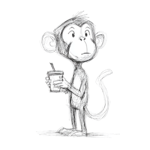 Monkey With Coffee Vinyl Car Decal Sticker – Waterproof & UV-Resistant 3.4133333333333336"