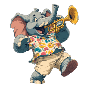 Dancing Trumpet Elephant Vinyl Car Decal Sticker – Waterproof & UV-Resistant 3.4133333333333336"