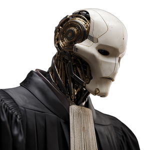 Futuristic Robot Judge Vinyl Car Decal Sticker – Waterproof & UV-Resistant 3.4133333333333336"