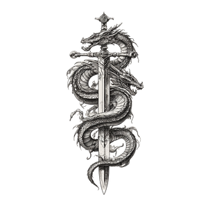 Serpentine Dragon Sword Vinyl Car Decal Sticker – Waterproof & UV-Resistant 3.4133333333333336"