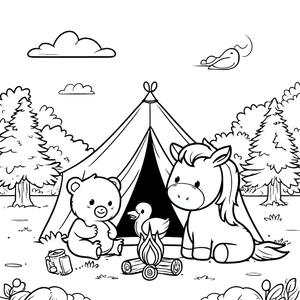 Happy Animals Camping Vinyl Car Decal Sticker – Waterproof & UV-Resistant 3.4133333333333336"