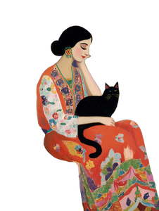 Persian Woman & Cat Vinyl Car Decal Sticker – Waterproof & UV-Resistant 4.1066666666666665"
