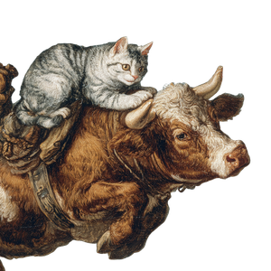 Cat Riding Cow Vinyl Car Decal Sticker – Waterproof & UV-Resistant 3.4133333333333336"